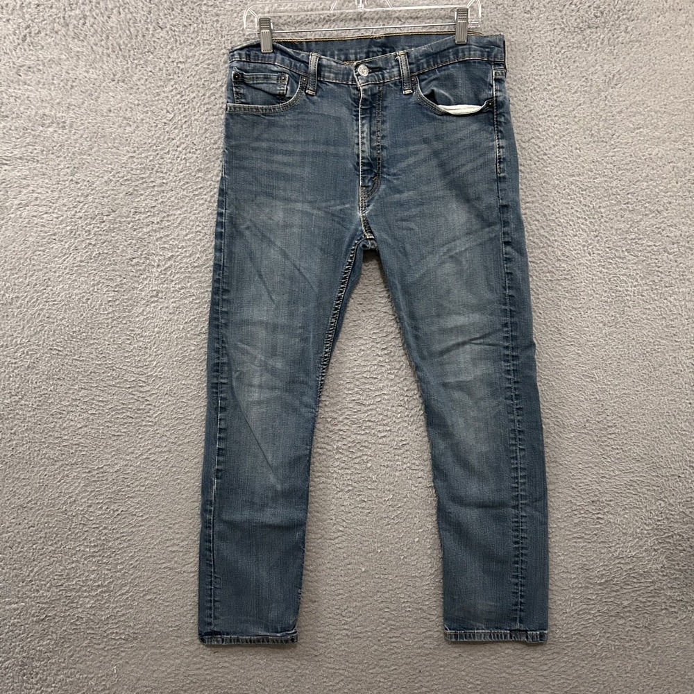 Levis Jeans Mens 34x32 Blue Denim 513 Slim Straight Stretch American Medium Wash